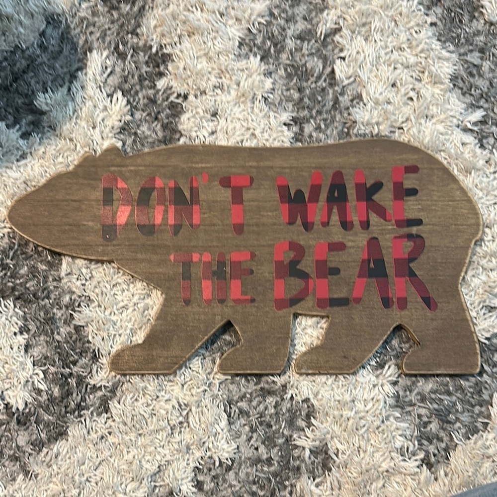 Hobby Lobby Rustic Brown and Red Bear Art Wall Decor